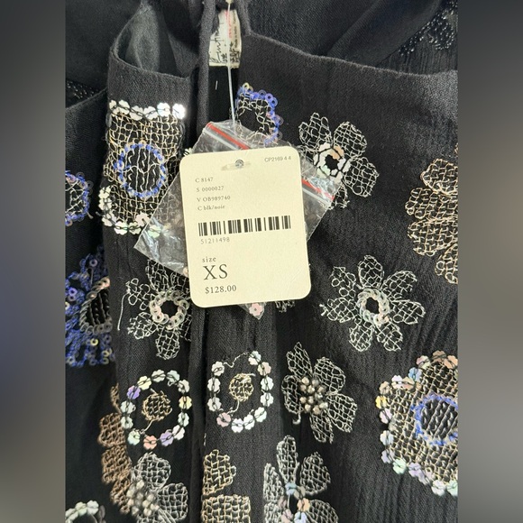 New Free People Azalea Black Floral Sequined Dress - Picture 5 of 5